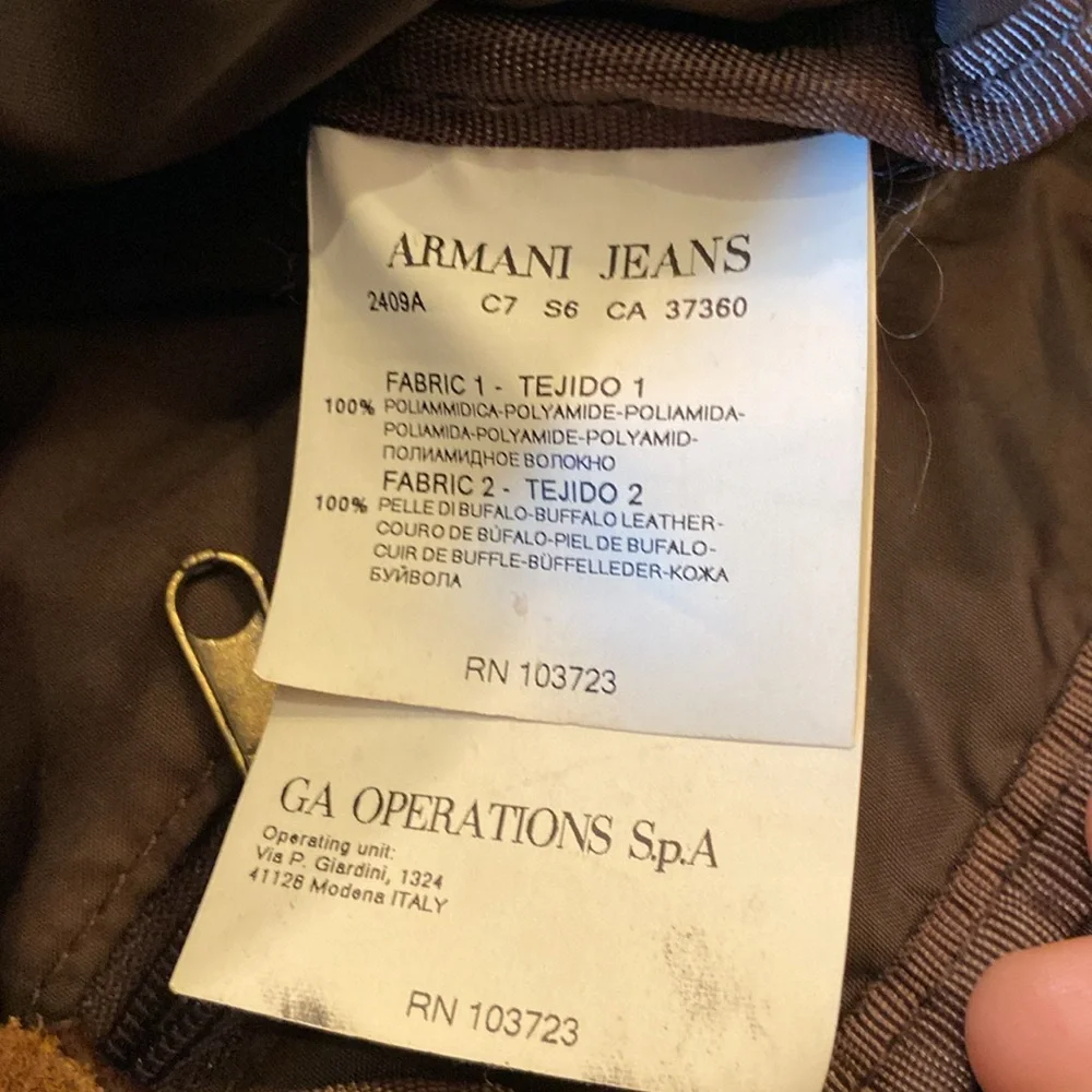 Armani Jeans brown olive canvas cross body zippered bag w/ adjustable strap